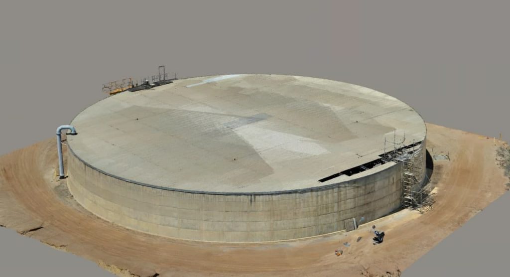 3D computer model of a large water tank.