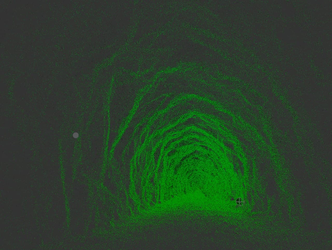 LiDAR scan of a tunnel covered in moss captured using Sensorem drones.